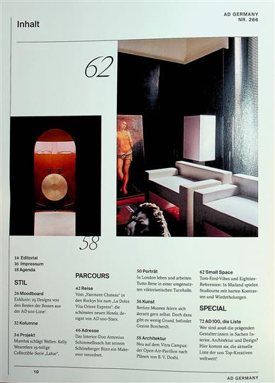 AD Architectural Digest Inhaltsverzeichnis