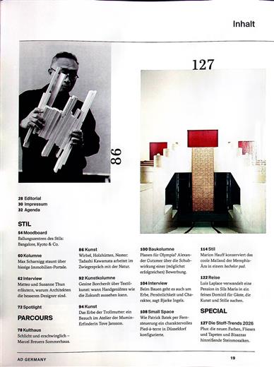 AD Architectural Digest Inhaltsverzeichnis