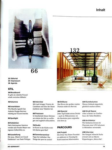 AD Architectural Digest Inhaltsverzeichnis