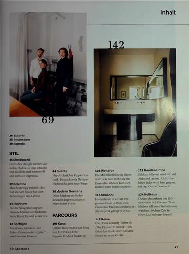AD Architectural Digest Inhaltsverzeichnis