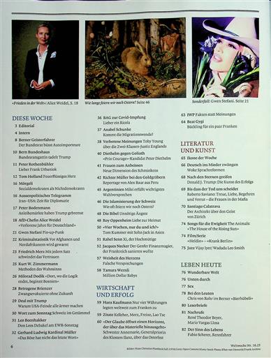 Weltwoche Inhaltsverzeichnis