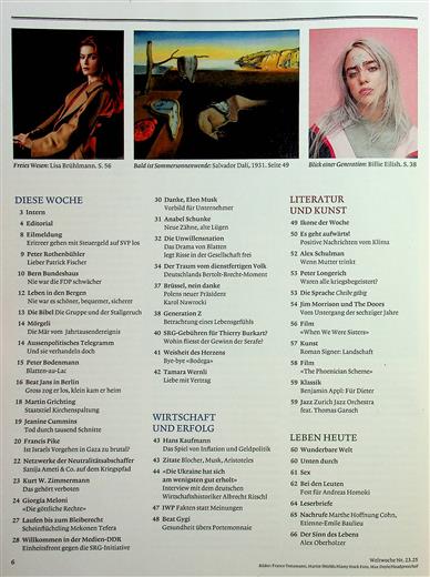 Weltwoche Inhaltsverzeichnis