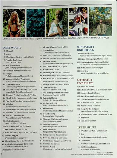 Weltwoche Inhaltsverzeichnis