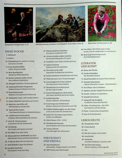 Weltwoche Inhaltsverzeichnis