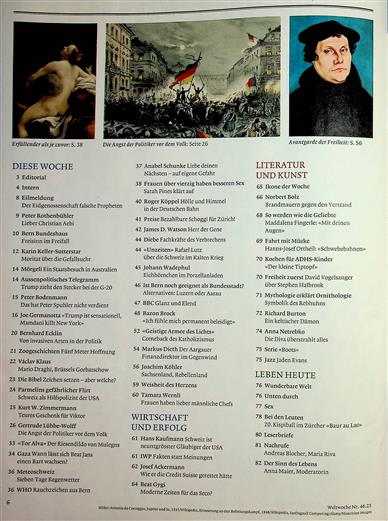 Weltwoche Inhaltsverzeichnis