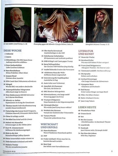 Weltwoche Inhaltsverzeichnis