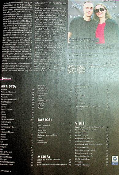 Sonic Seducer Inhaltsverzeichnis