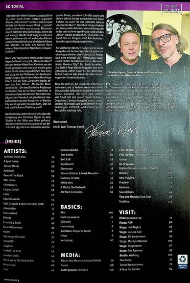 Sonic Seducer Inhaltsverzeichnis