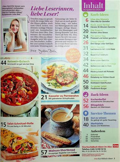 tina Koch- und Backideen Inhaltsverzeichnis