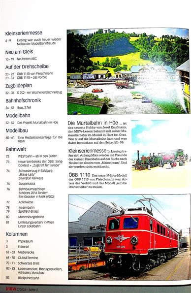 Modellbahnwelt Inhaltsverzeichnis