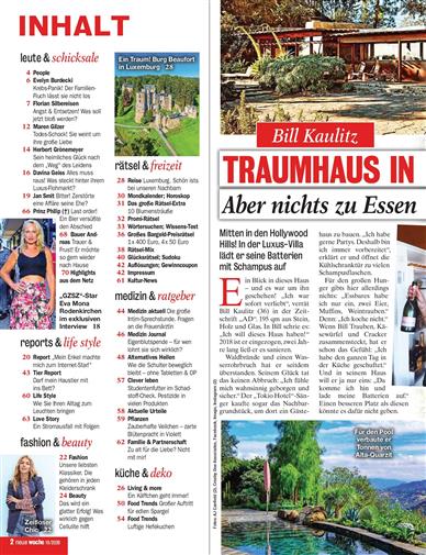 Neue Woche Inhaltsverzeichnis