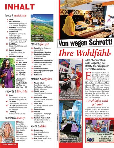 Neue Woche Inhaltsverzeichnis