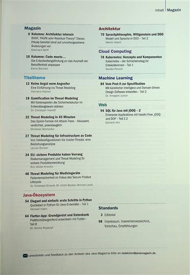 Java Magazin Inhaltsverzeichnis