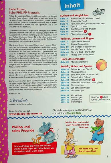Philipp die Maus Inhaltsverzeichnis