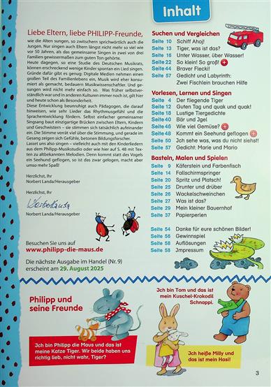 Philipp die Maus Inhaltsverzeichnis