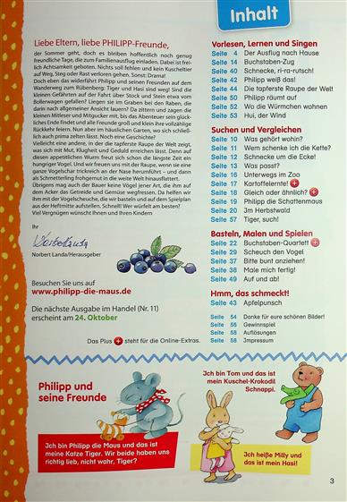 Philipp die Maus Inhaltsverzeichnis