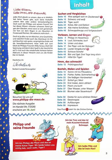 Philipp die Maus Inhaltsverzeichnis