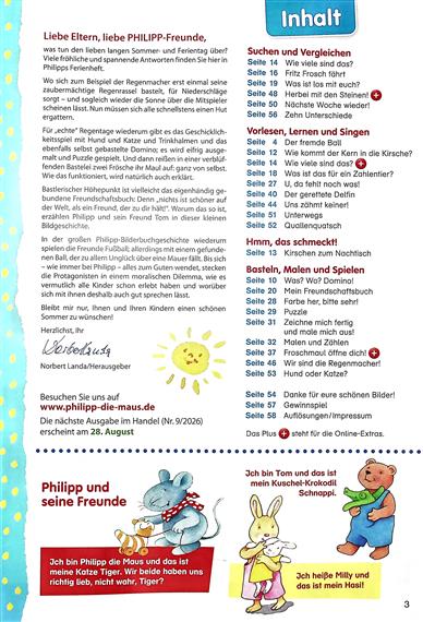 Philipp die Maus Inhaltsverzeichnis