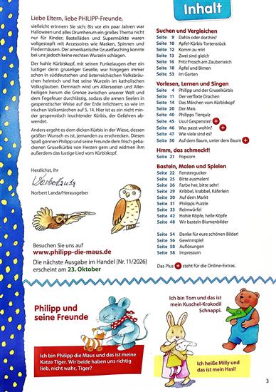 Philipp die Maus Inhaltsverzeichnis