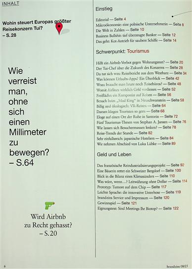 Brand eins Inhaltsverzeichnis