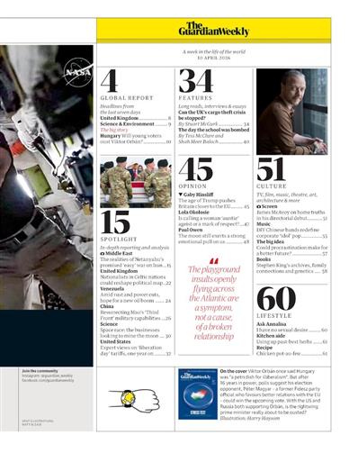 Guardian Weekly Inhaltsverzeichnis