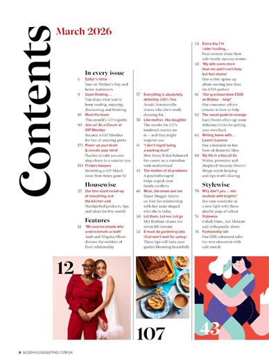 Good Housekeeping UK Inhaltsverzeichnis