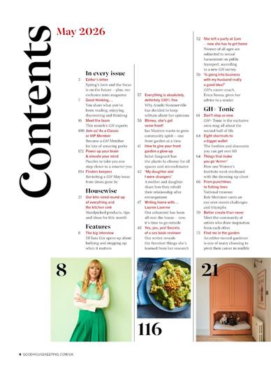 Good Housekeeping UK Inhaltsverzeichnis