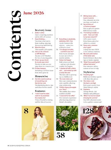 Good Housekeeping UK Inhaltsverzeichnis