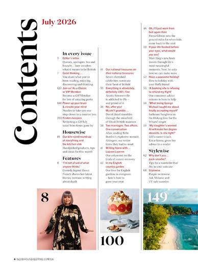 Good Housekeeping UK Inhaltsverzeichnis