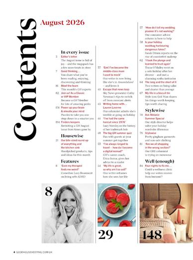 Good Housekeeping UK Inhaltsverzeichnis