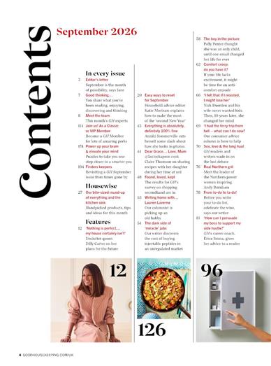 Good Housekeeping UK Inhaltsverzeichnis