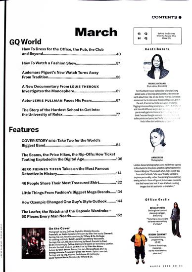GQ (UK) Inhaltsverzeichnis