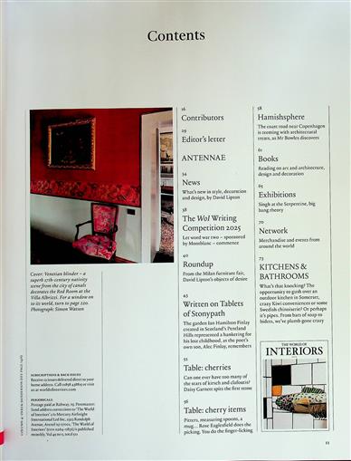 World of Interiors (UK) Inhaltsverzeichnis