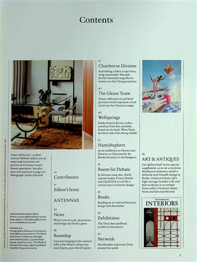 World of Interiors (UK) Inhaltsverzeichnis