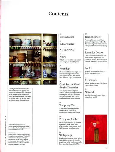 World of Interiors (UK) Inhaltsverzeichnis