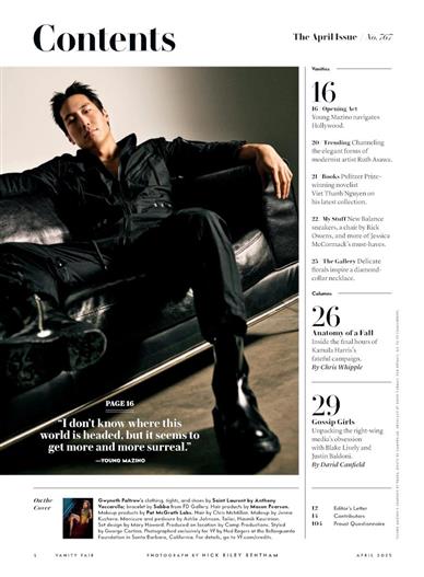 Vanity Fair (UK) Inhaltsverzeichnis