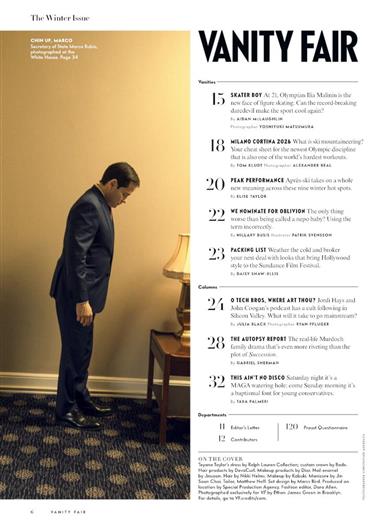 Vanity Fair (UK) Inhaltsverzeichnis