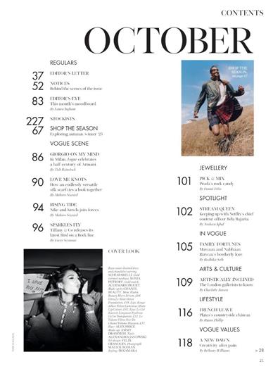 Vogue (UK) Inhaltsverzeichnis