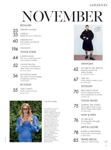Vogue (UK) Inhaltsverzeichnis
