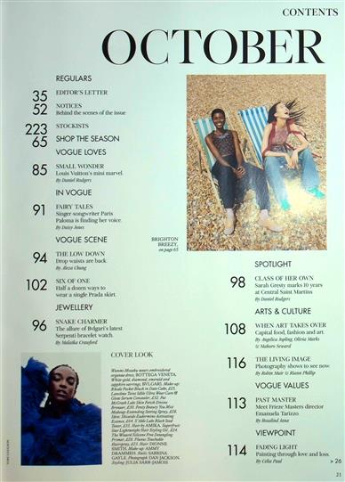 Vogue (UK) Inhaltsverzeichnis