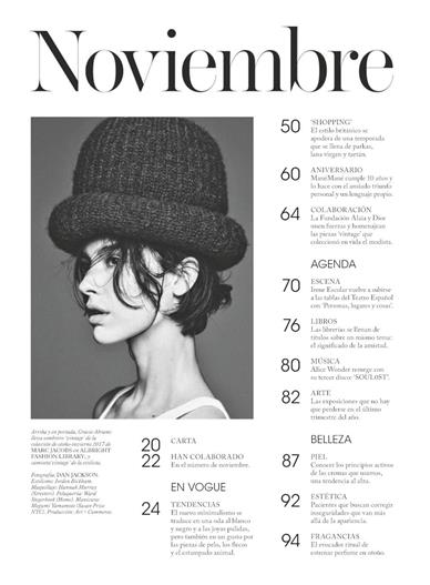 Vogue Spanien Inhaltsverzeichnis