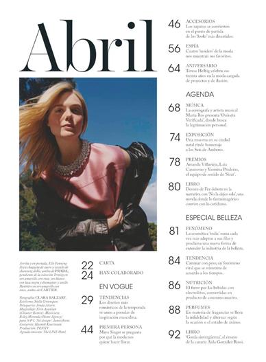 Vogue Spanien Inhaltsverzeichnis