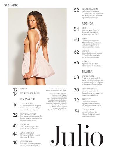 Vogue Spanien Inhaltsverzeichnis
