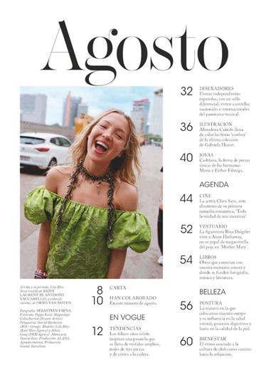 Vogue Spanien Inhaltsverzeichnis