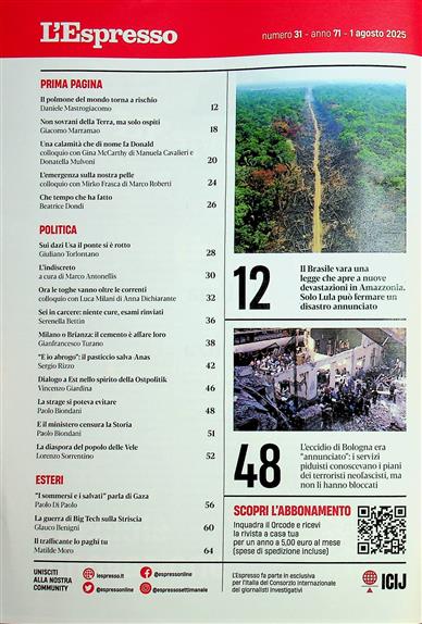 L'Espresso Inhaltsverzeichnis