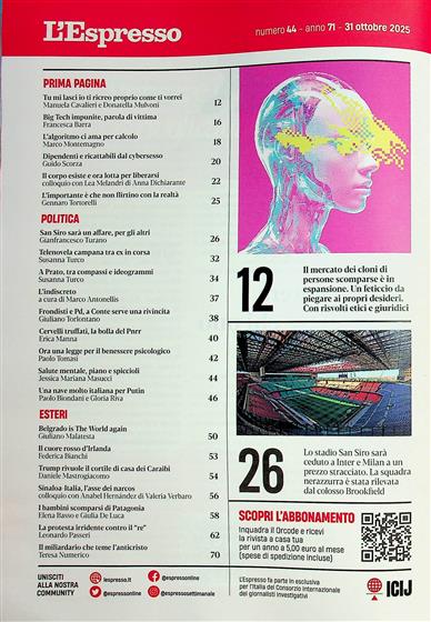 L'Espresso Inhaltsverzeichnis