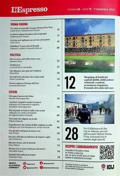 L'Espresso Inhaltsverzeichnis