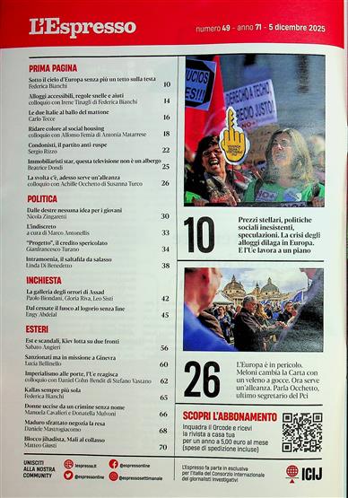 L'Espresso Inhaltsverzeichnis