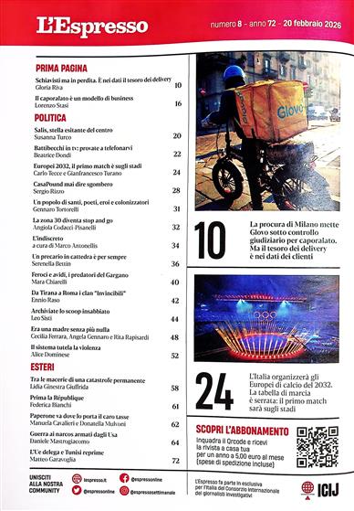 L'Espresso Inhaltsverzeichnis