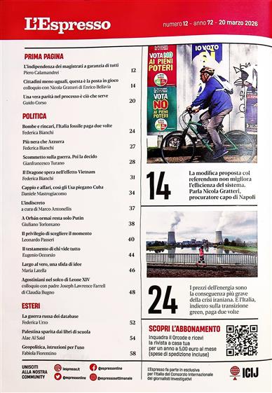 L'Espresso Inhaltsverzeichnis